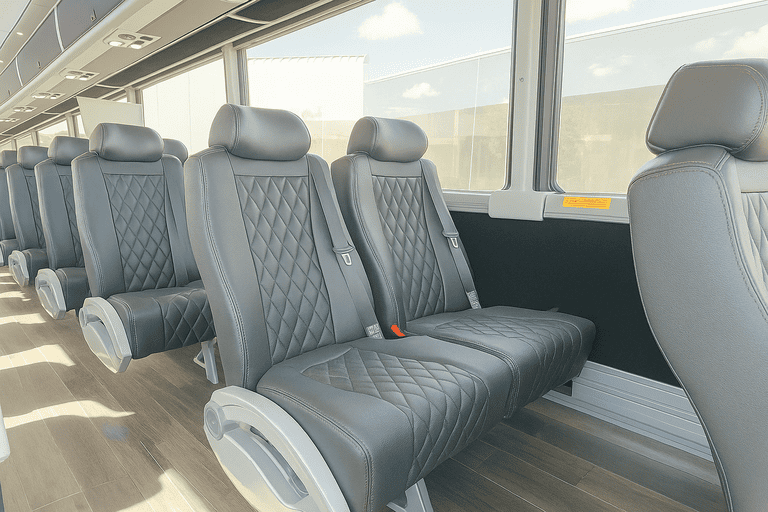 interior of Sparks Minibus Company charter bus